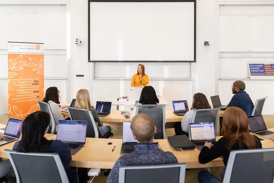 A lecture hall full of students.